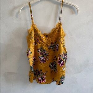 Abercrombie & Fitch - Floral Silky Lace Trim Yellow - Size XS
